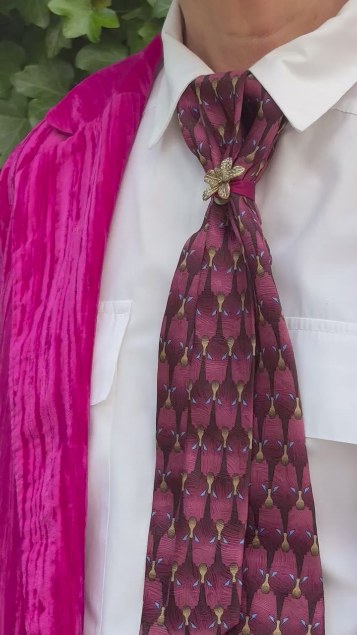 Sylvie Silk Tie - Purple Gold Accent