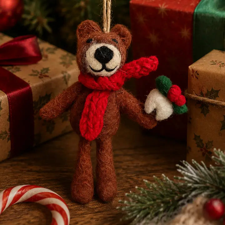 Christmas Pudding Bear Hanging Decoration
