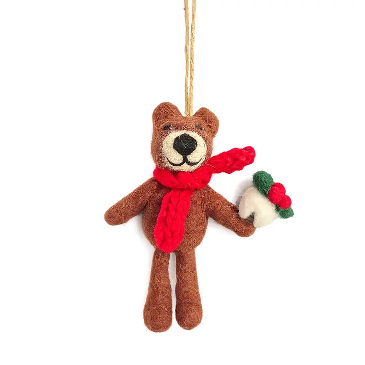Christmas Pudding Bear Hanging Decoration