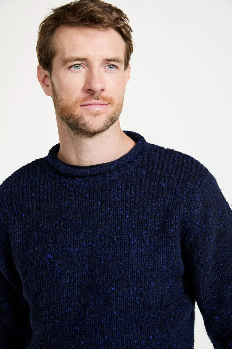 Raheen Roll Neck Mens Sweater in Navy Blue