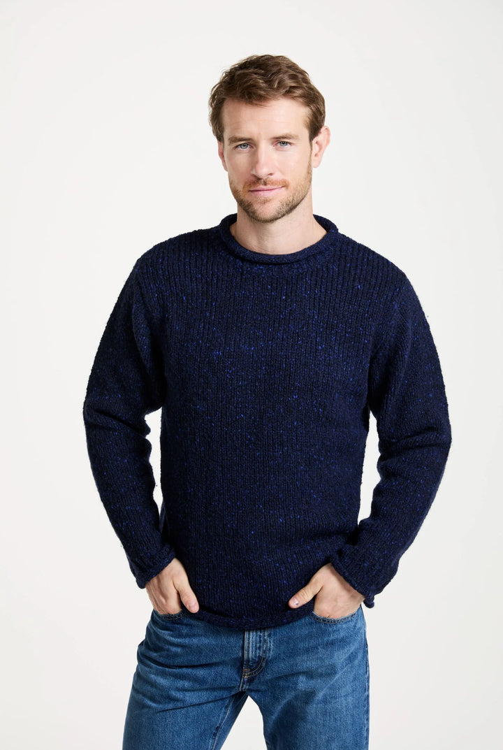 Raheen Roll Neck Mens Sweater in Navy Blue