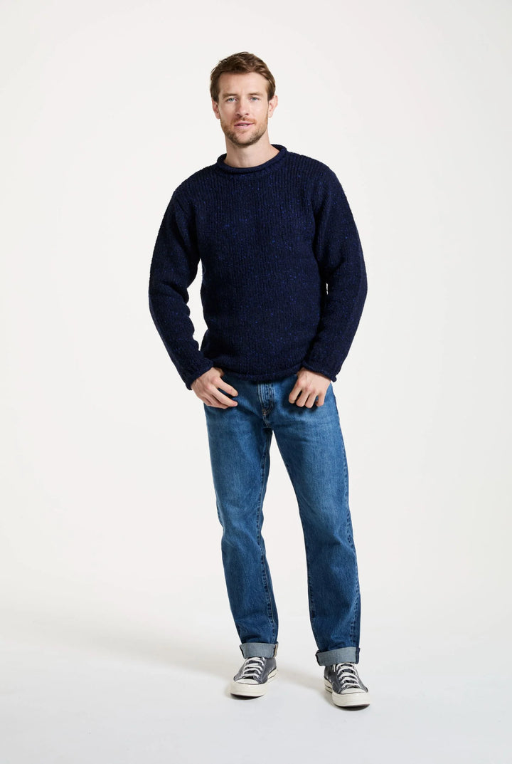 Raheen Roll Neck Mens Sweater in Navy Blue