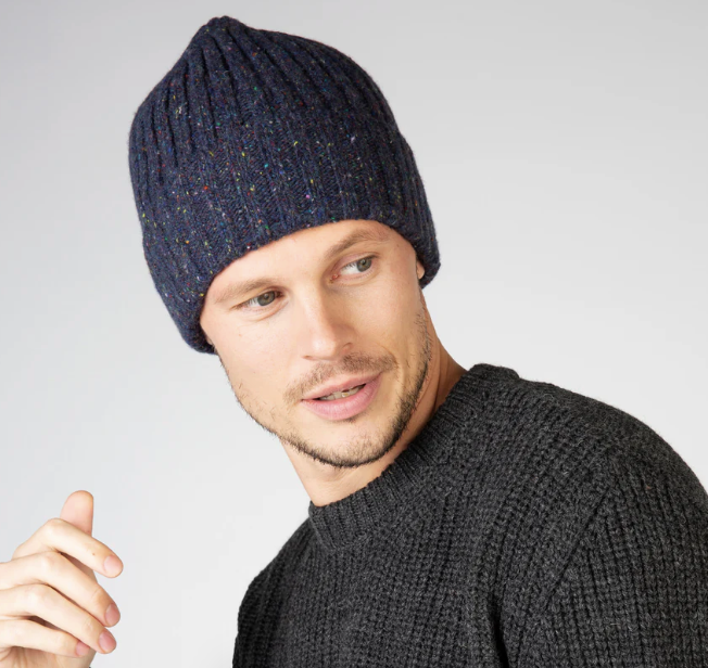 Luxe Ribbed Hat in Navy