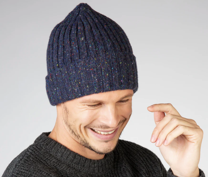 Luxe Ribbed Hat in Navy