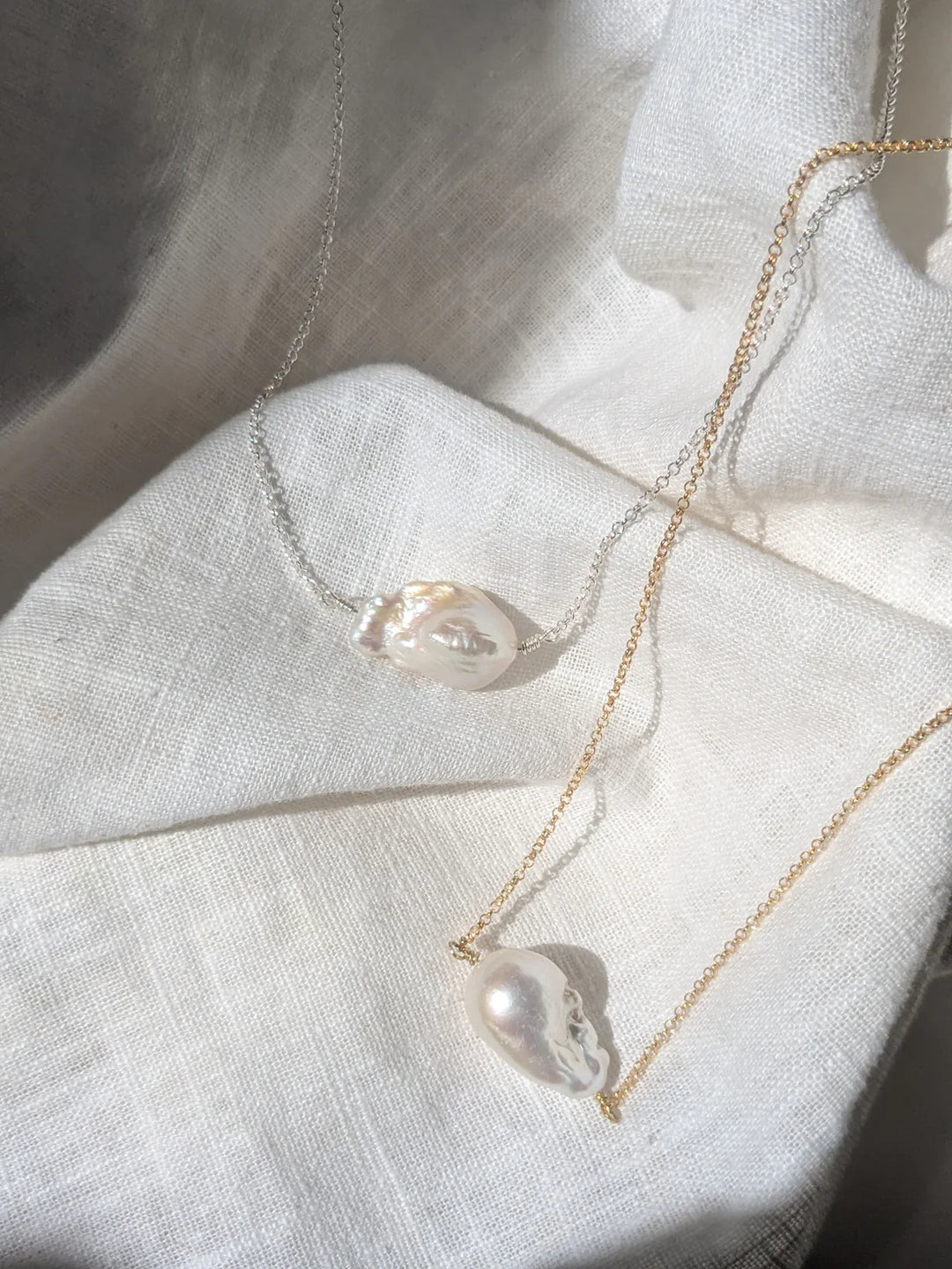Eilidh Fireball Pearl Necklace Gold Vermeil