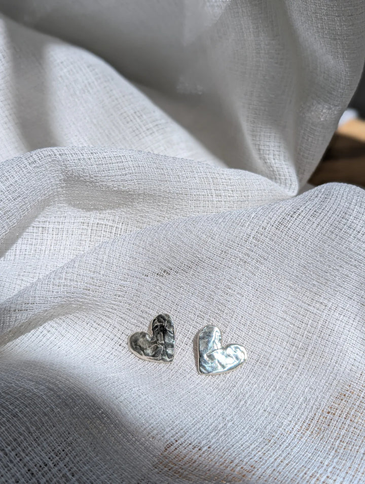 Silver Gra Heart Studs