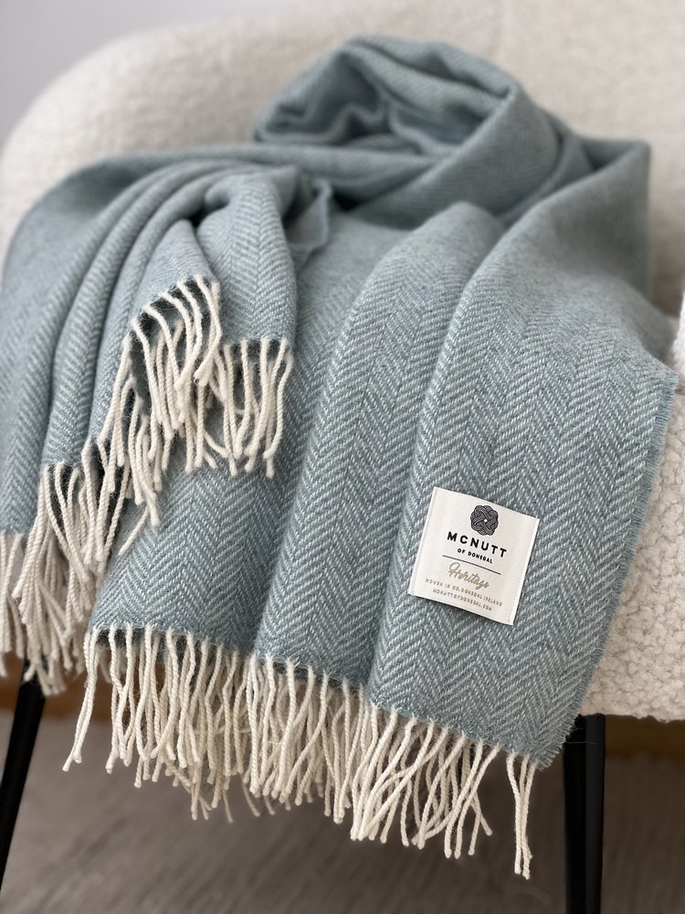 Heritage Merino Throw in Sea Green