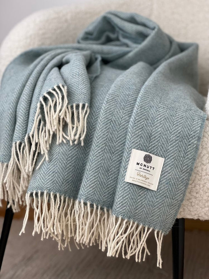 Heritage Merino Throw in Sea Green
