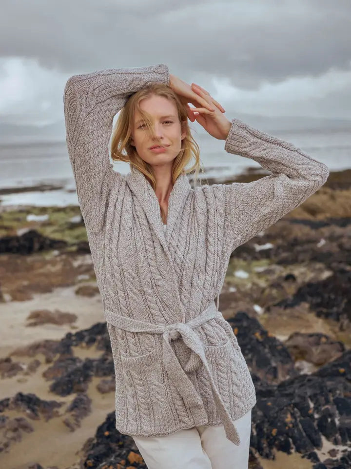 Merino Shawl Cardigan Aran in Natural Oat