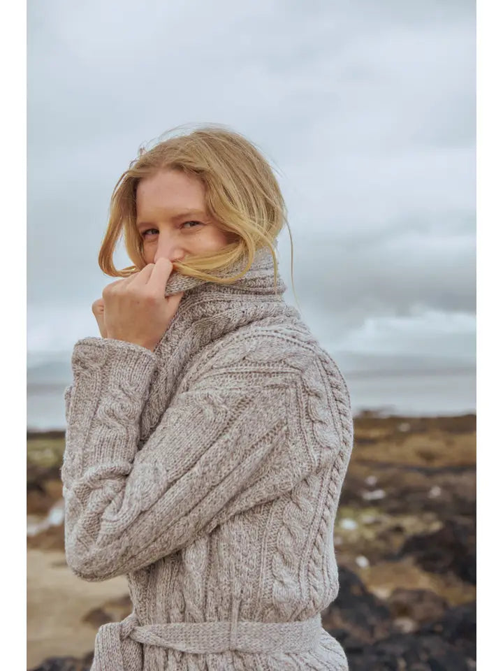 Merino Shawl Cardigan Aran in Natural Oat