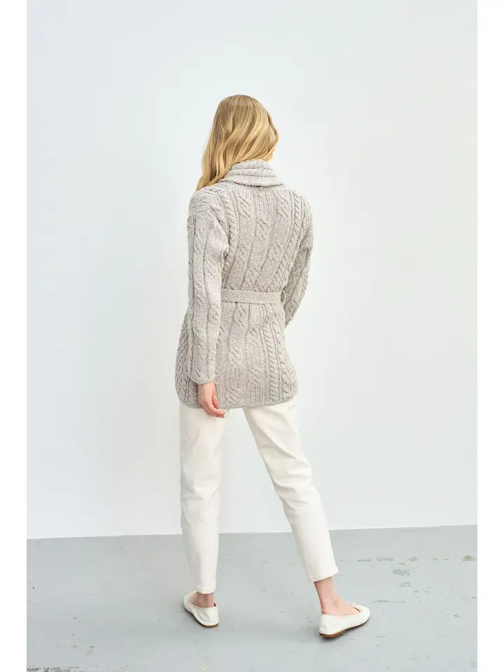 Merino Shawl Cardigan Aran in Natural Oat