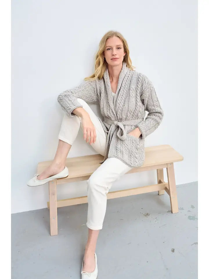 Merino Shawl Cardigan Aran in Natural Oat