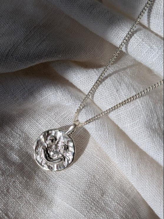 Sasta Smiley - Happy Sad Silver Pendant