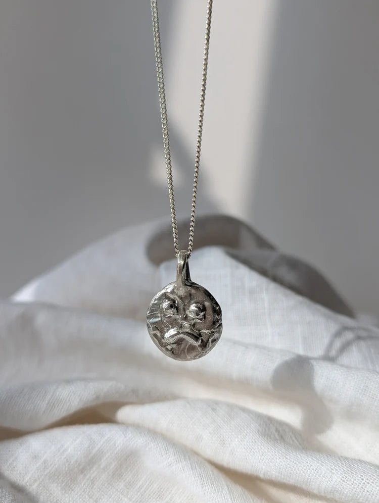 Sasta Smiley - Happy Sad Silver Pendant