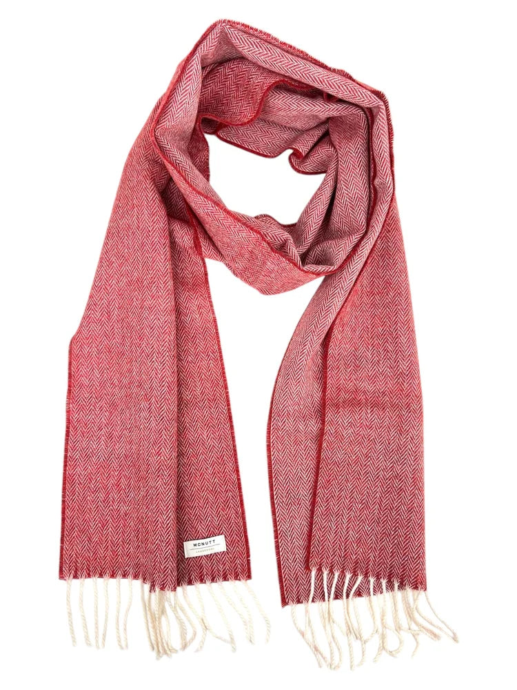 Merino Lambswool Scarf In Tabasco Herringbone