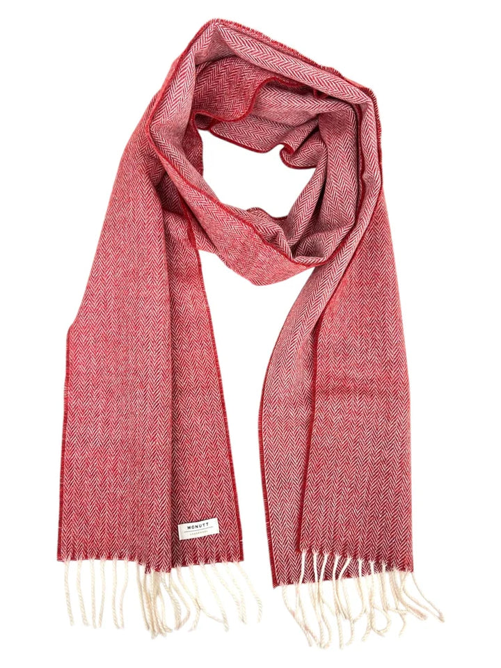 Merino Lambswool Scarf In Tabasco Herringbone