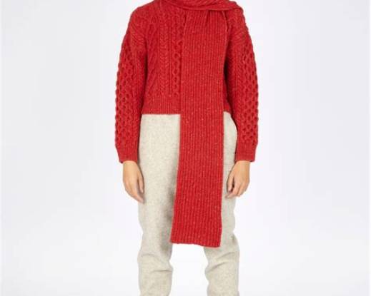 Ribbed Merino Scarf In Chilli