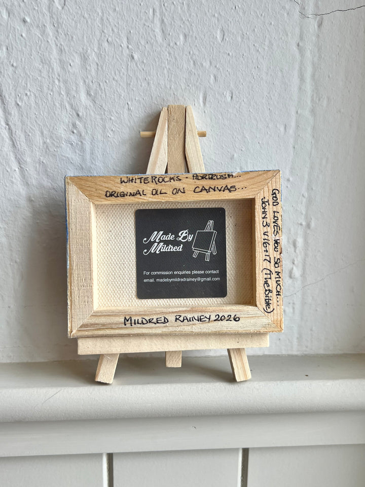 White Rocks Beach, Portrush – Original Mini Easel Painting