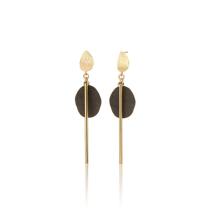 Stem Disc Drop Earrings