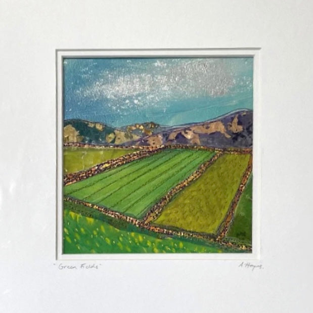 Square Green Fields Print