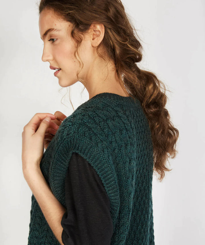 Aran Knit Vest — Evergreen