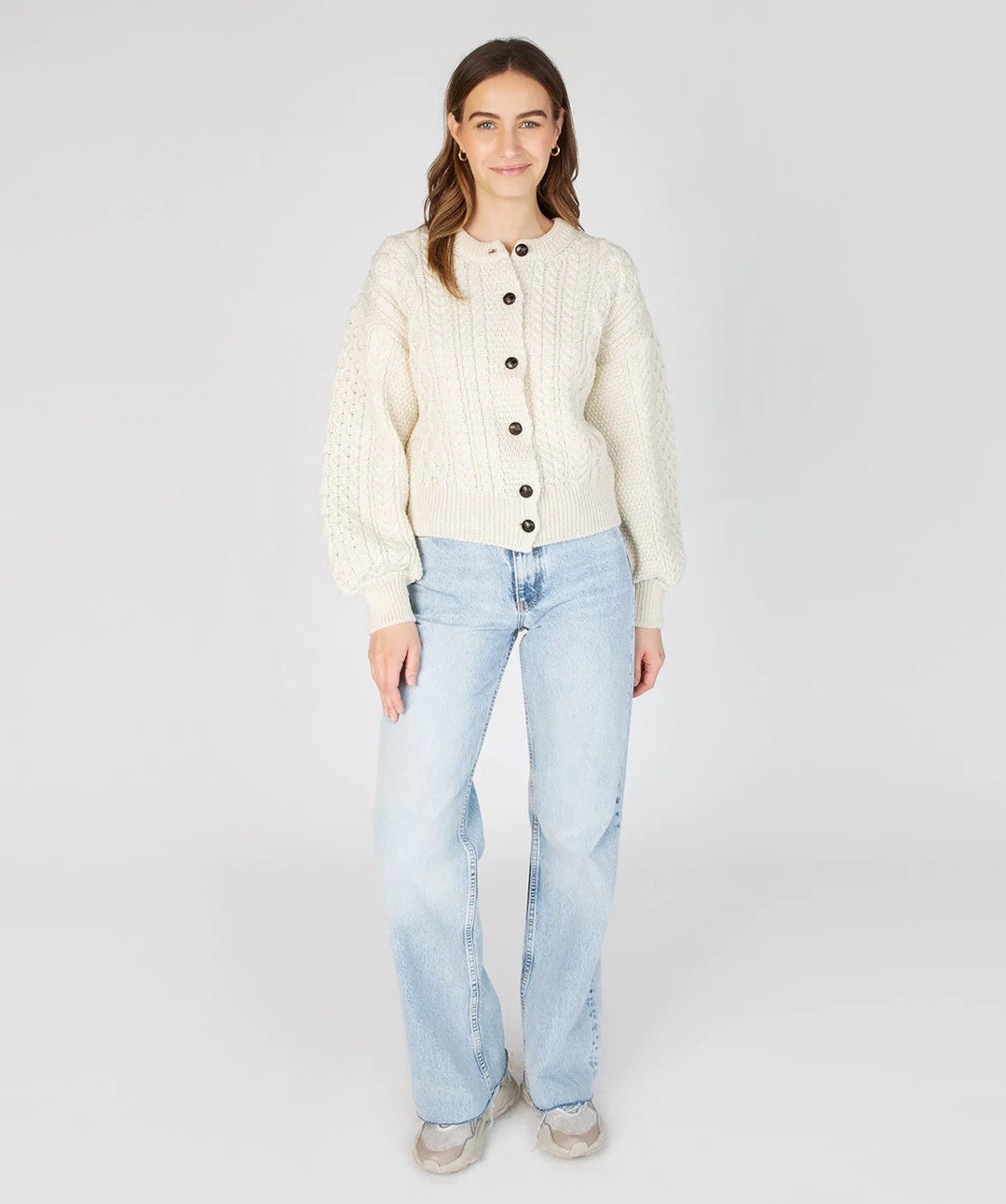 Cropped Aran Cardigan - Cream