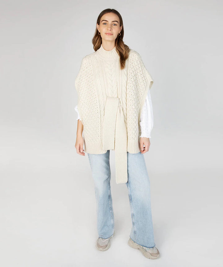 Cable Knit Cape — Cream