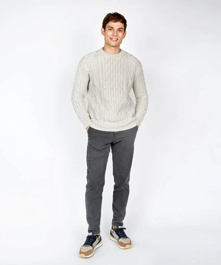 Aran Knit Sweater — Silver Marl