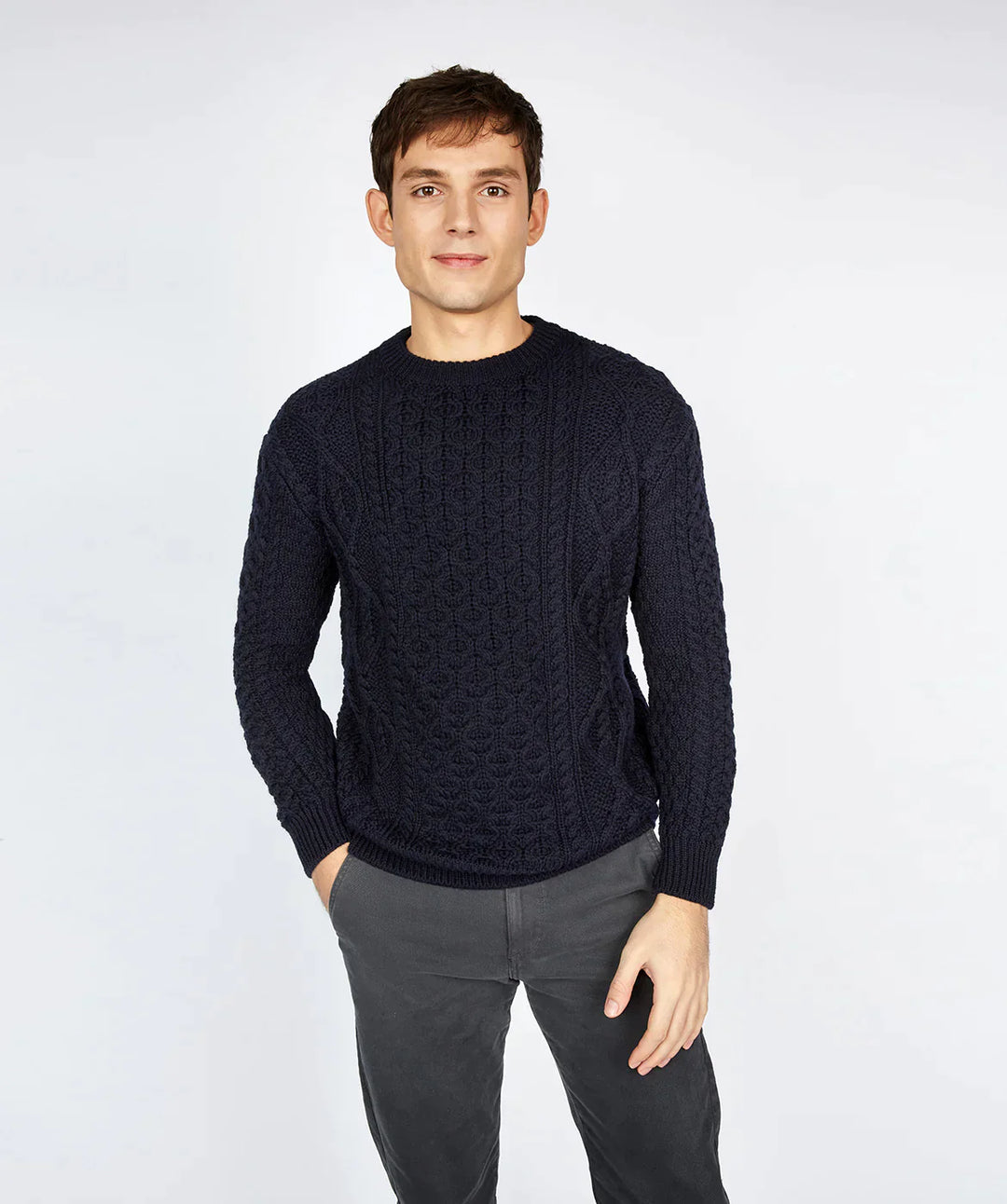 Aran Knit Sweater — Navy