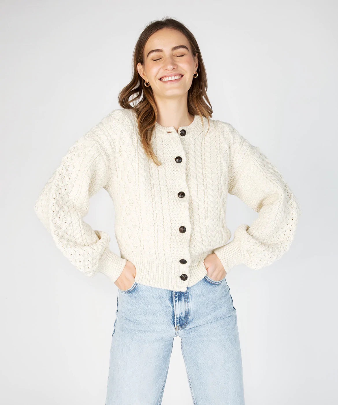 Cropped cream deals cardigan