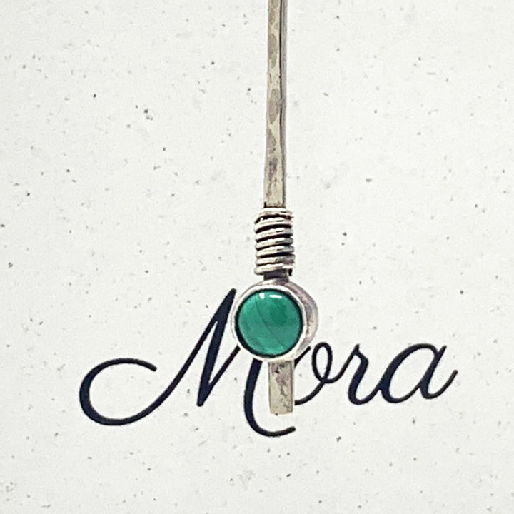 Mora Jewellery - Long Drop Rustic Malachite Earrings